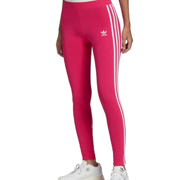 Adidas Women S Classic 3 Stripes Tights Pink Size X-Small - Picture 1 of 1